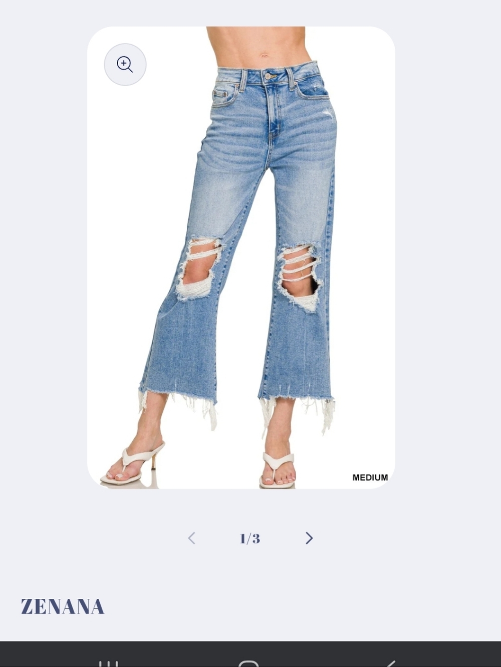 NWT Zenana Medium Wash Distressed Flare Jeans -